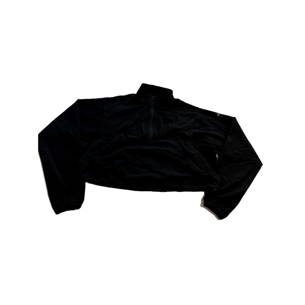 Black Cropped Half-Zip Pullover Top - Women
